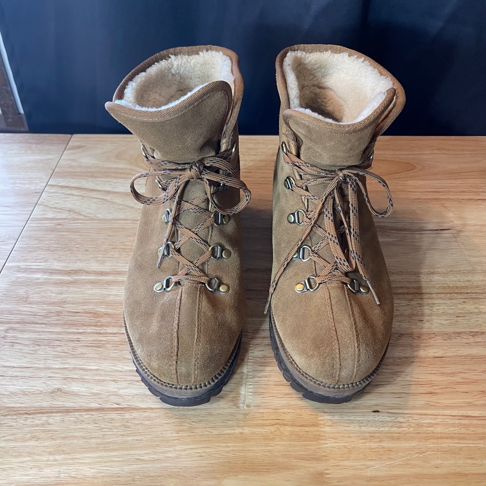 UGG Birch Lace Up Hiker Boots Brown Suede Waterproof Shearling 1098769 Womens 9
